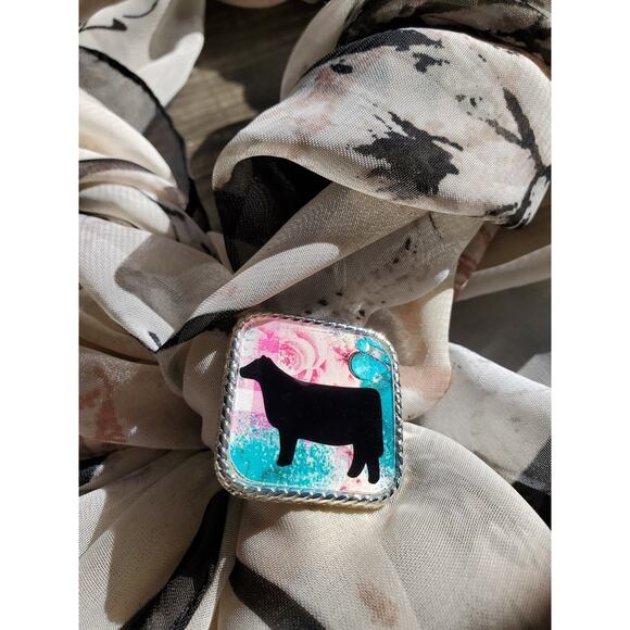 Western cow concho ,Western scarf slide, wild rag slide, bandana slide, 4h FFA - Picture 1 of 3